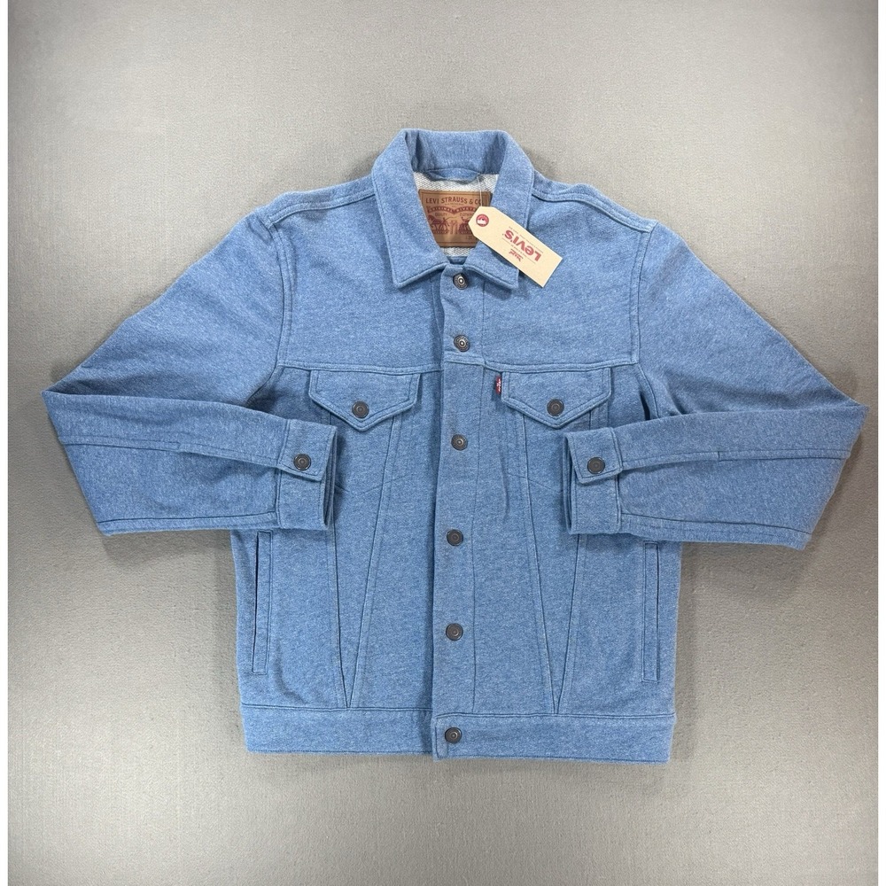 Size M Women's light blue Levi's French terry trucker jacket Soft Knit Cotton